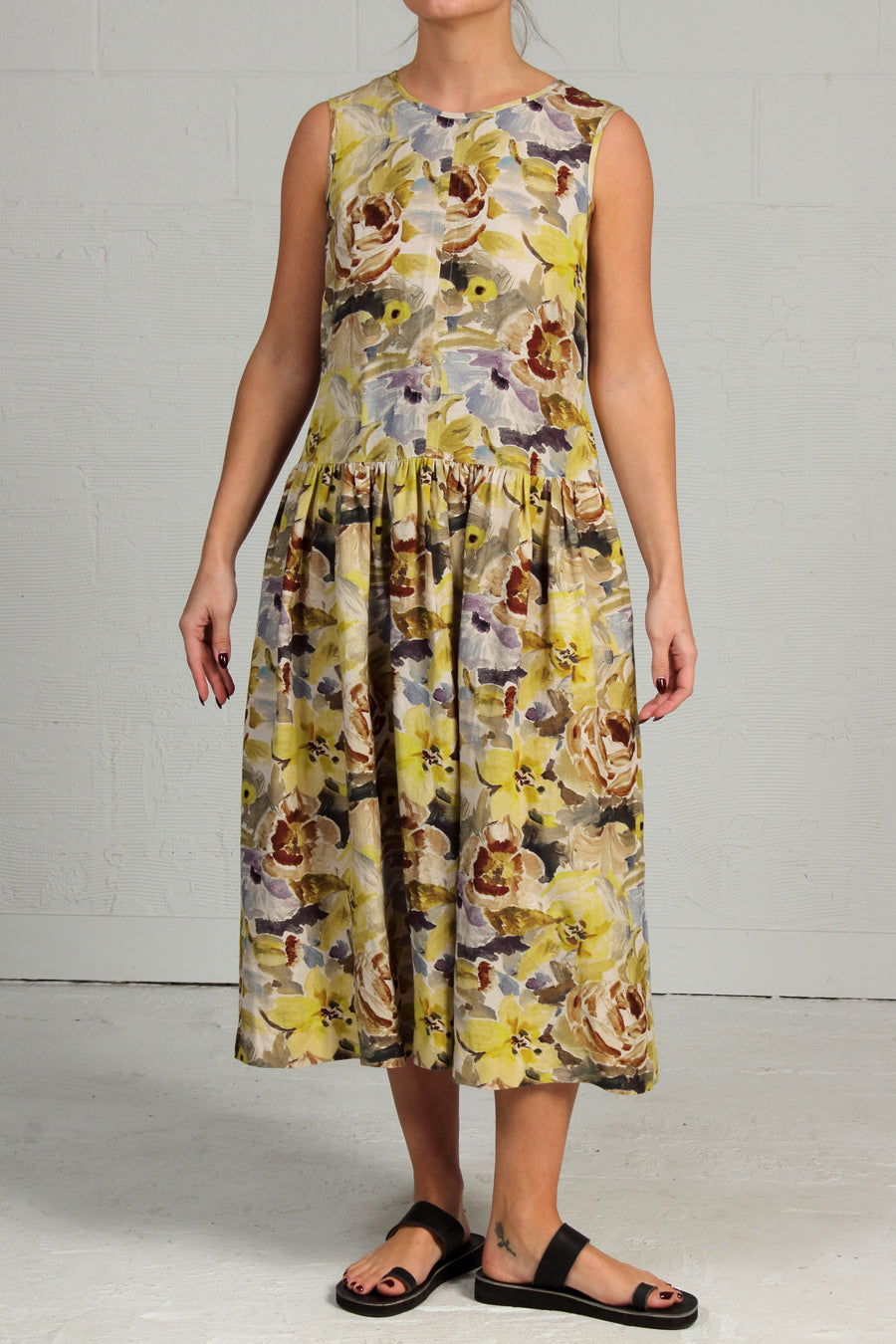 Floral Linen Trill Dress - xlg - last one!