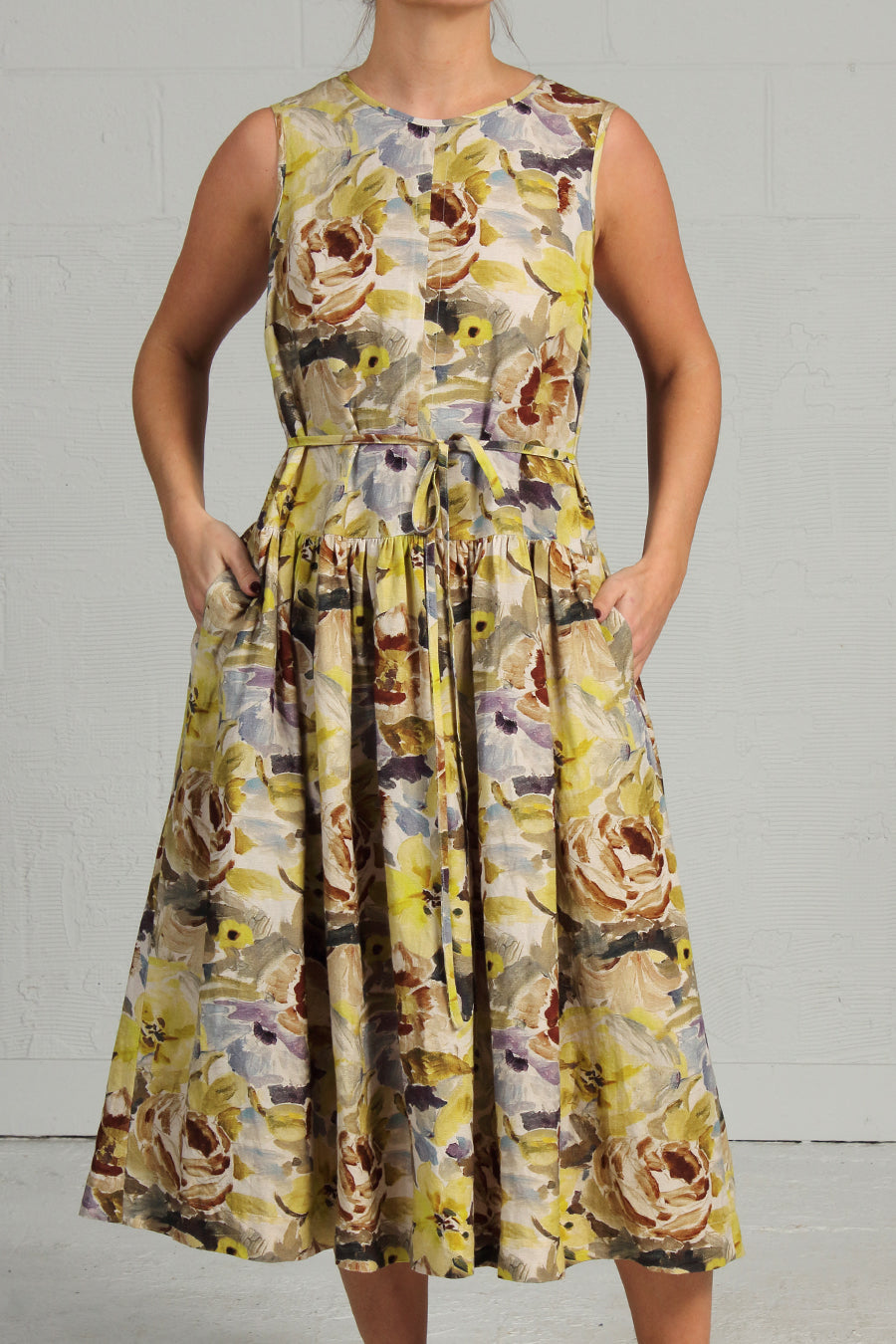 Floral Linen Trill Dress - xlg - last one!