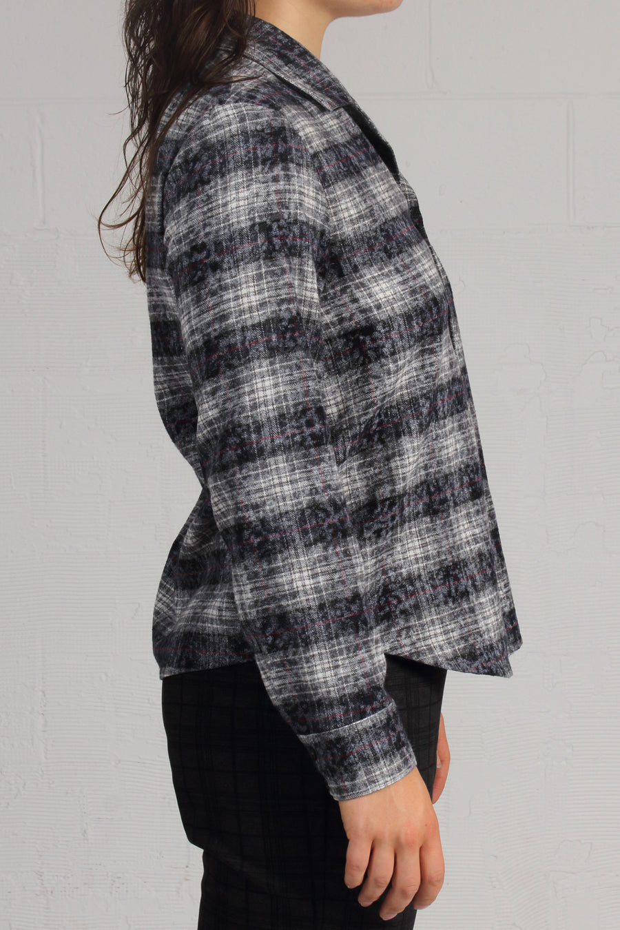 Over Printed Plaid Forest Shirt - sky - SOLD OUT