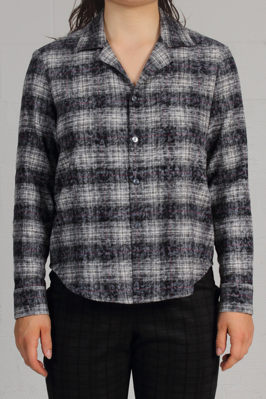 Over Printed Plaid Forest Shirt - sky - SOLD OUT