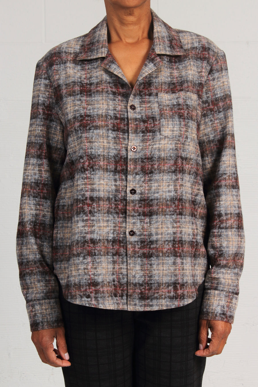 Over Printed Plaid Forest Shirt - earth SOLD OUT