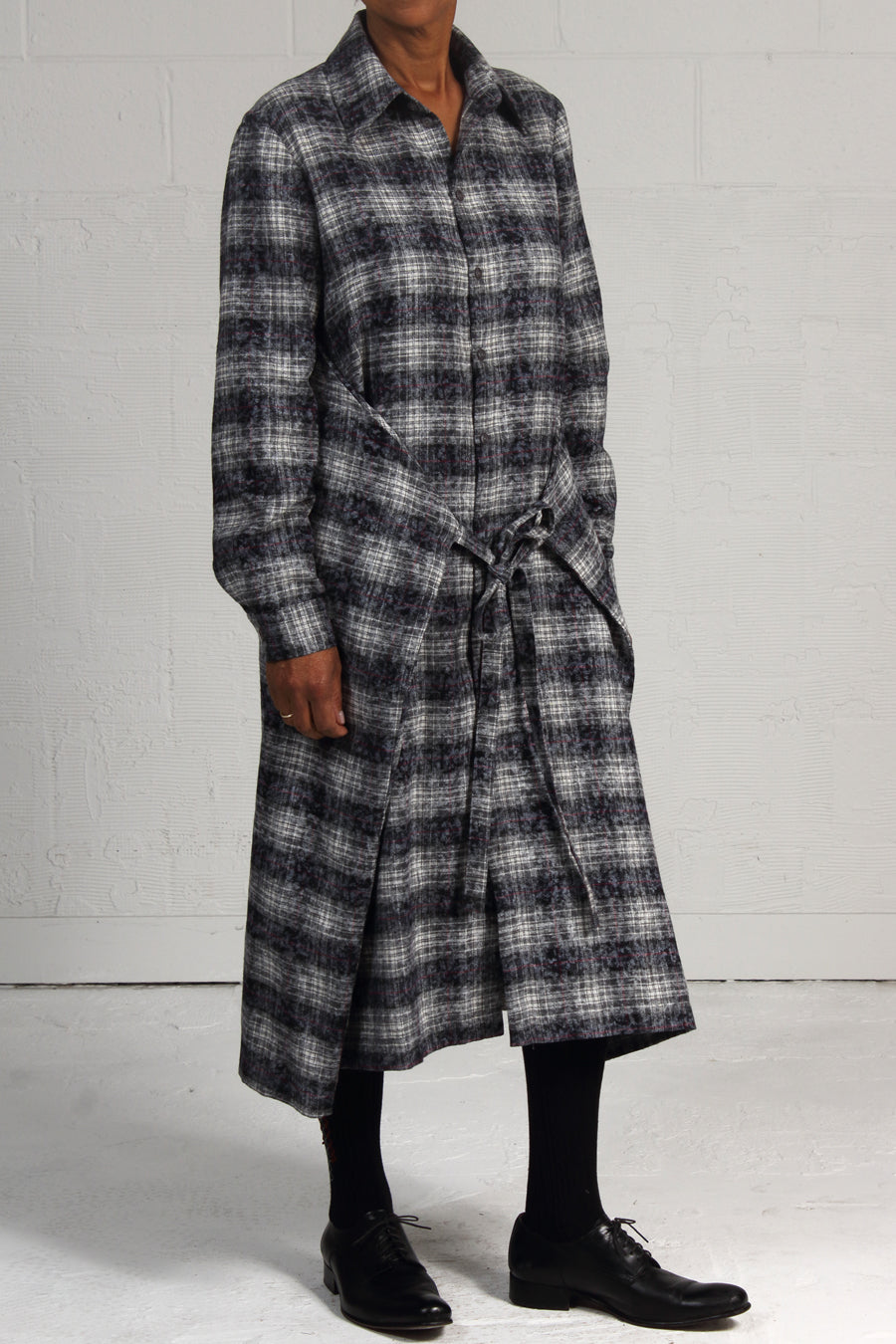 Over Printed Plaid Jack Dress - sky