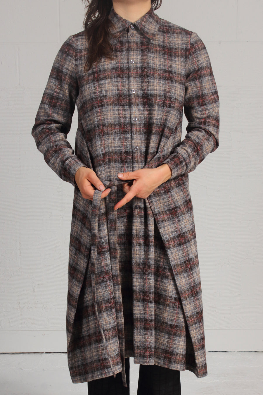 Over Printed Plaid Jack Dress - earth - SOLD OUT