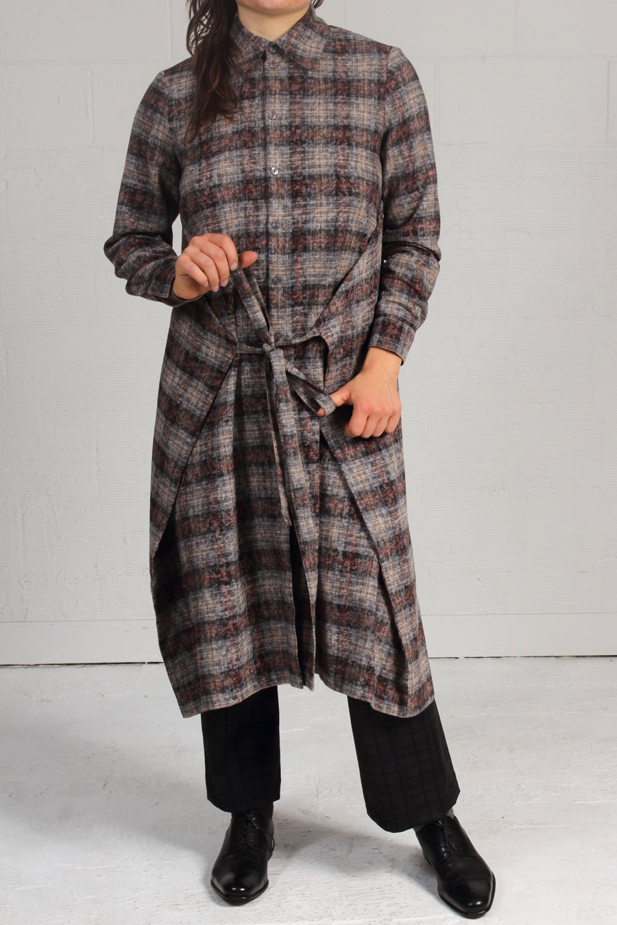 Over Printed Plaid Jack Dress - earth - SOLD OUT