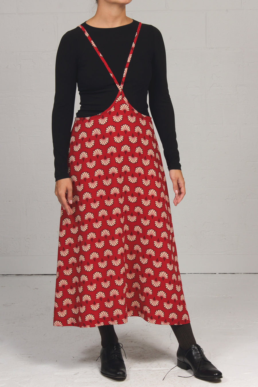 Red Fan Print Shadow Skirt