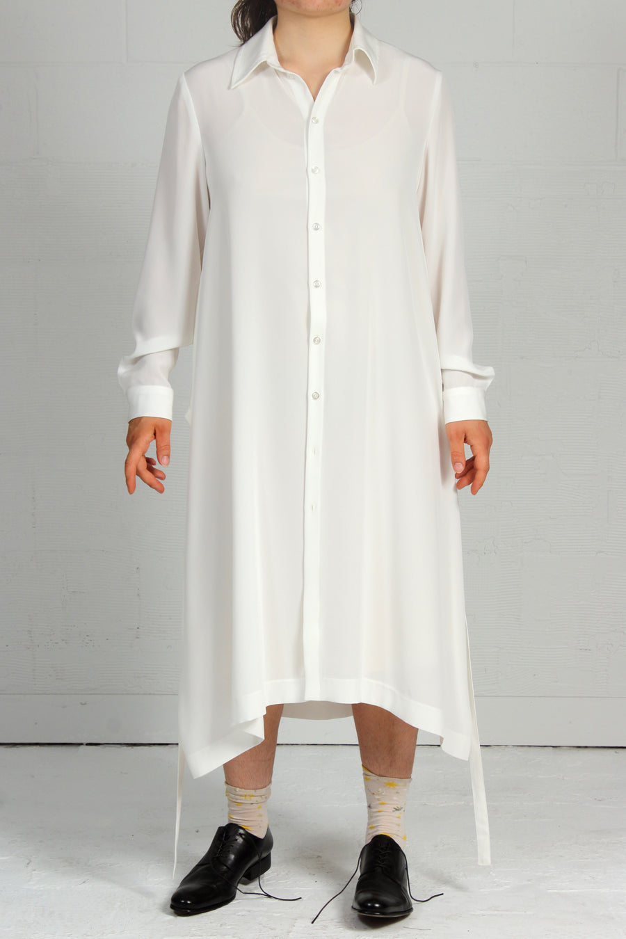 Satin Back Triacetate Jack Dress - ivory