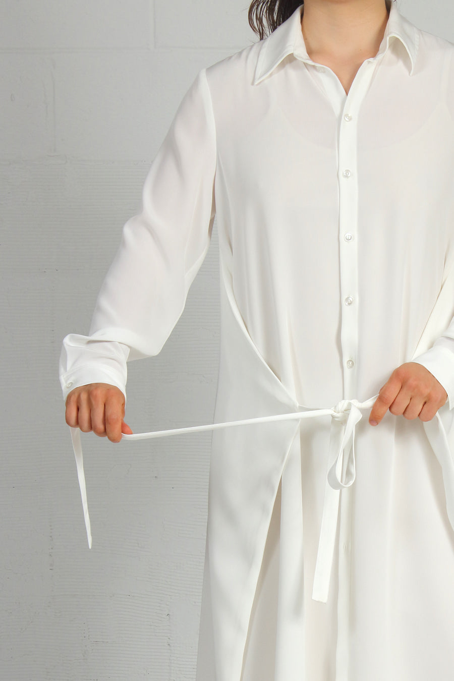 Satin Back Triacetate Jack Dress - ivory