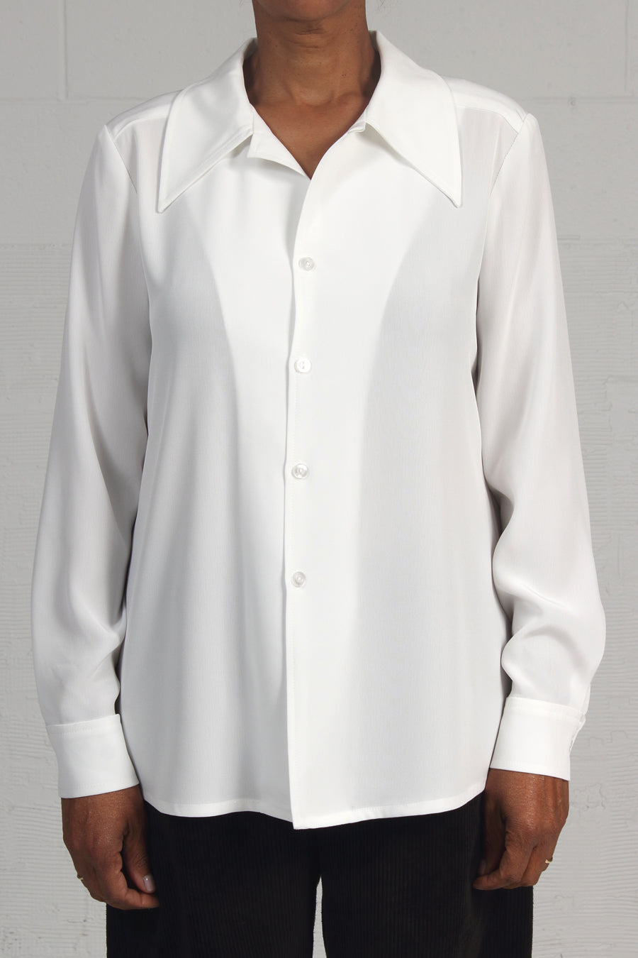 Satin Back Triacetate Peg Shirt - ivory - last one xlg