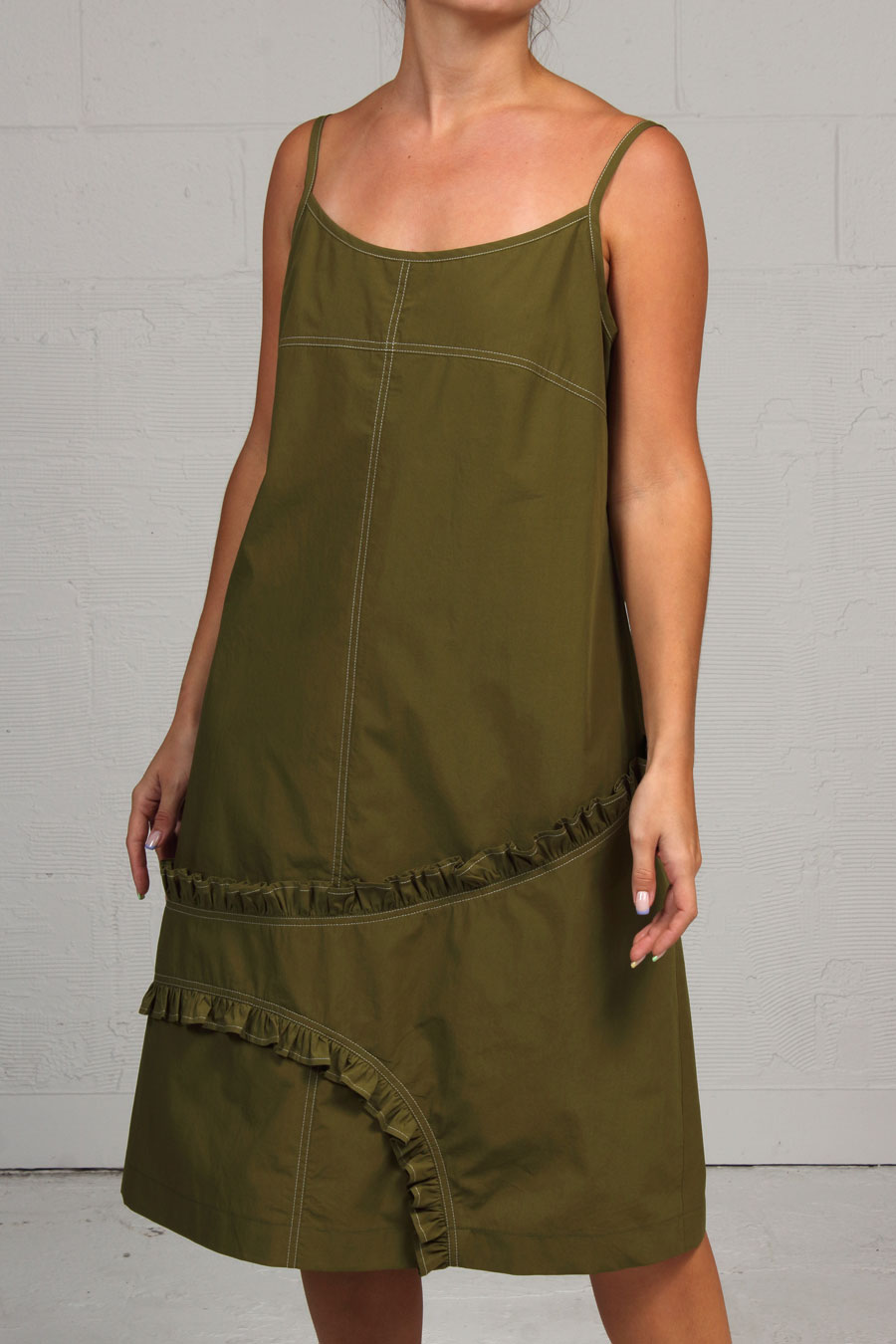 Solid Cotton Annie Dress - Moss