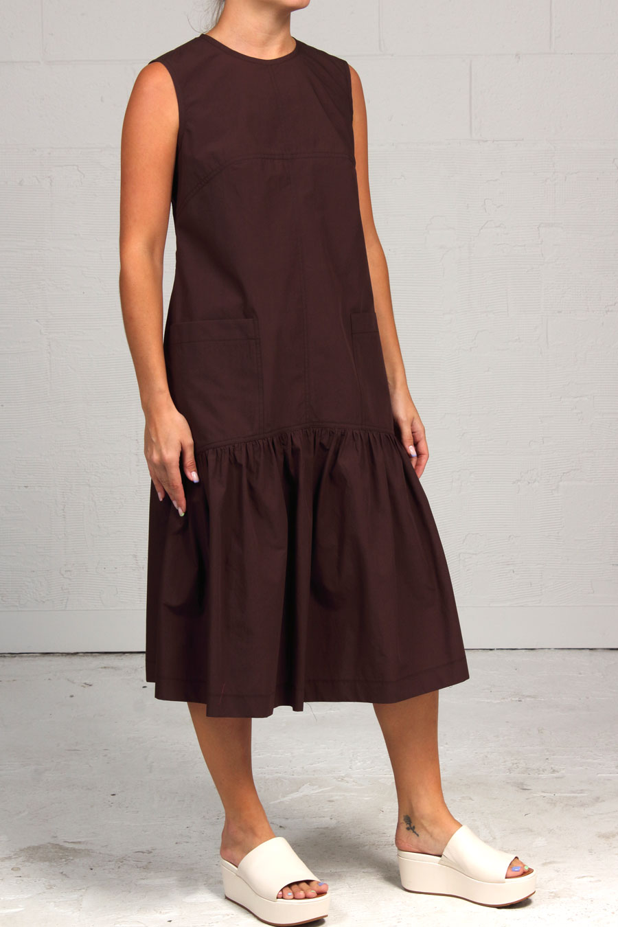 Solid Cotton Circus Dress - Espresso
