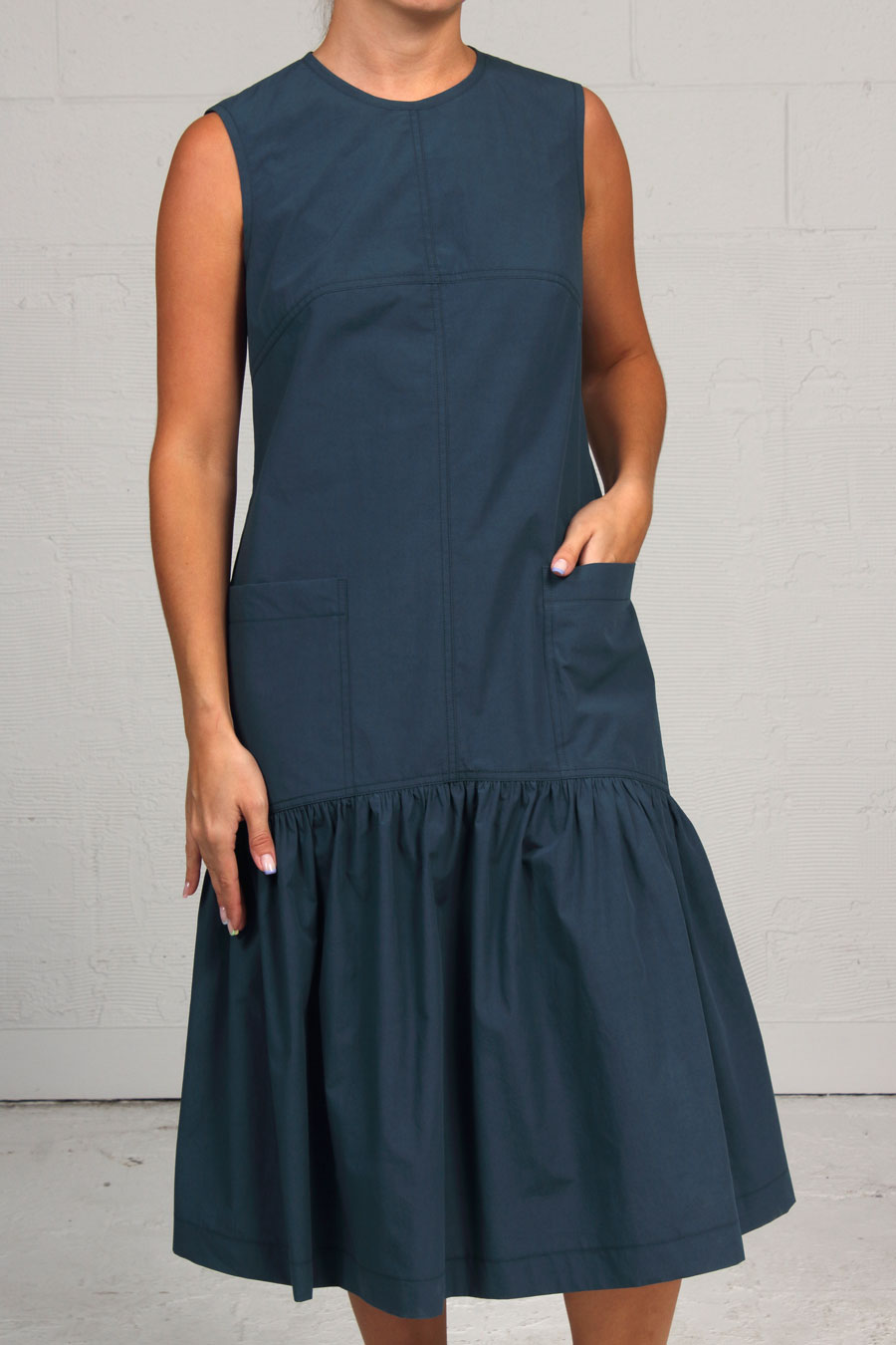 Solid Cotton Circus Dress - Teal