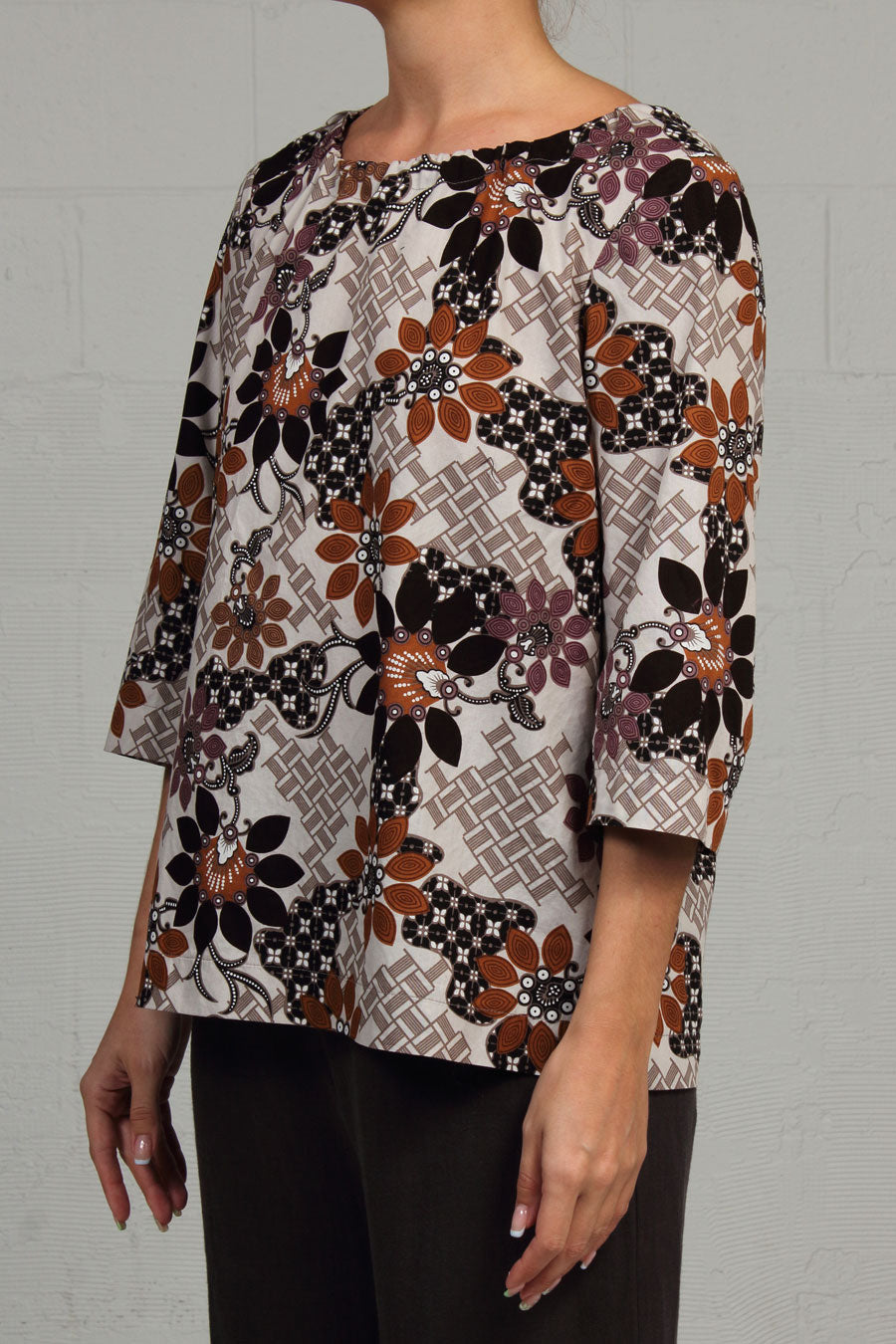 Brown Print Swell Top
