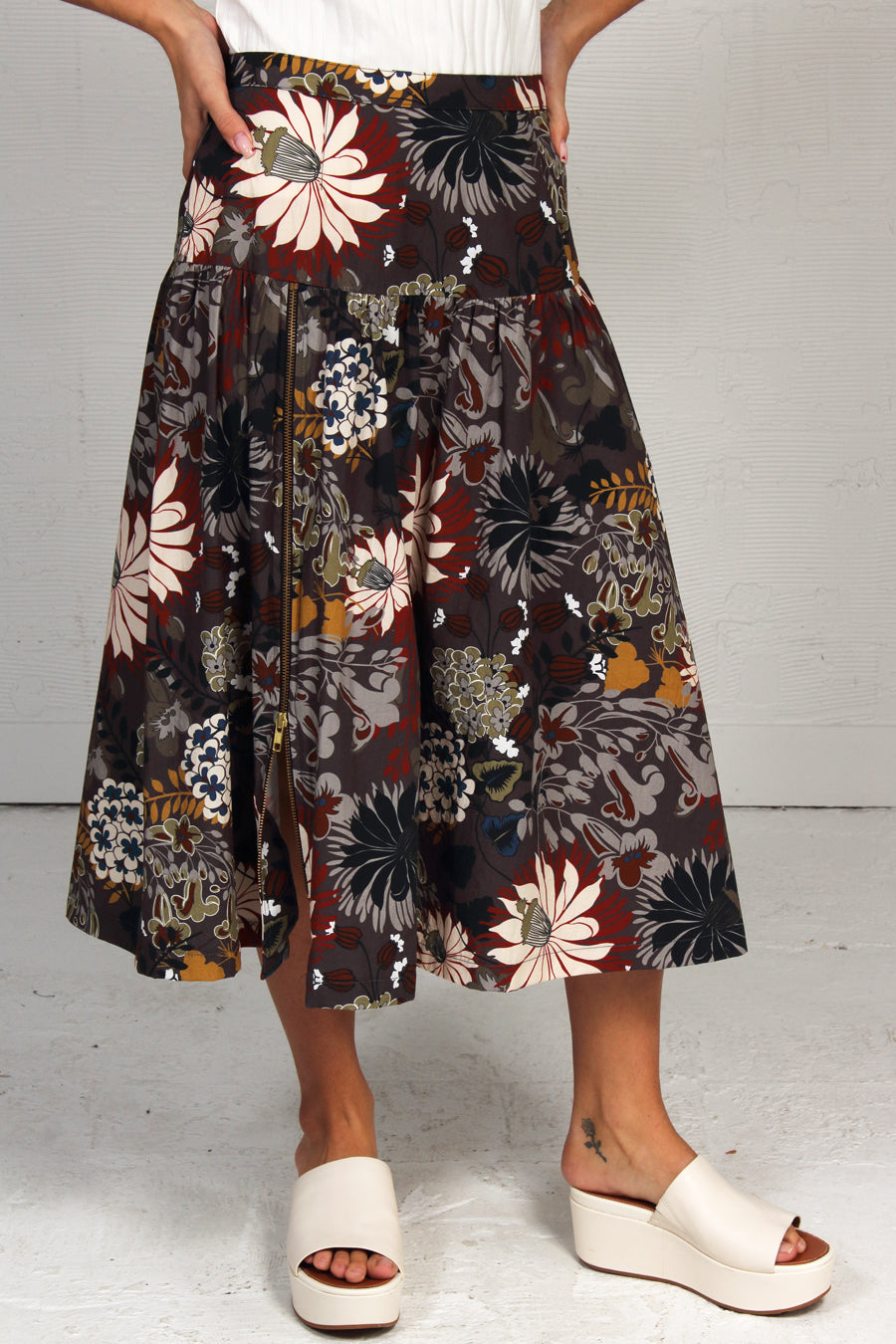 Floral Cotton Print Instant Skirt