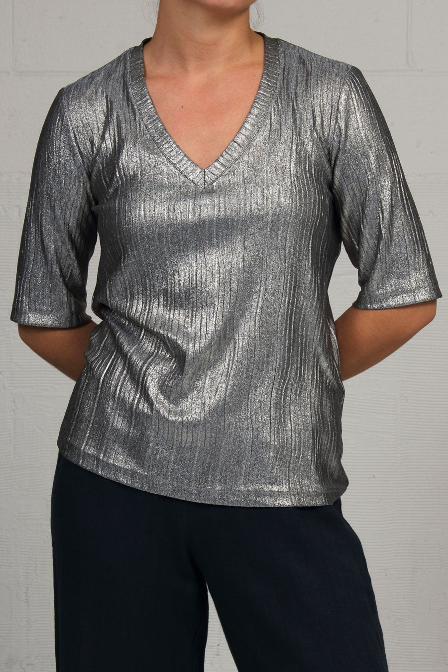 Glitter Rib Bobbi Shirt - pale blue