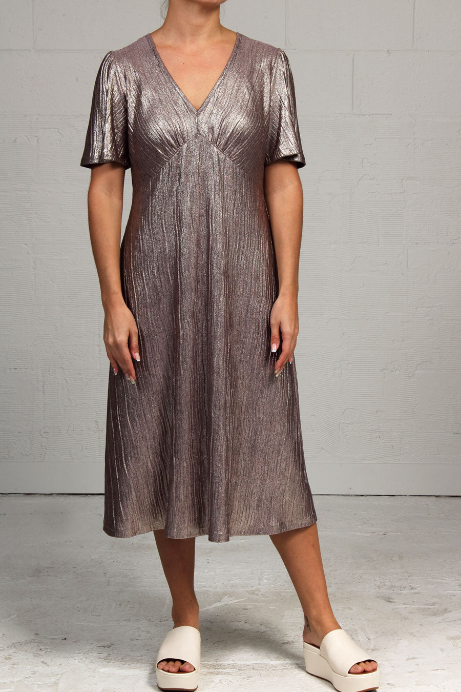 Glitter Rib Lulu Dress - pale pink - med - last one!