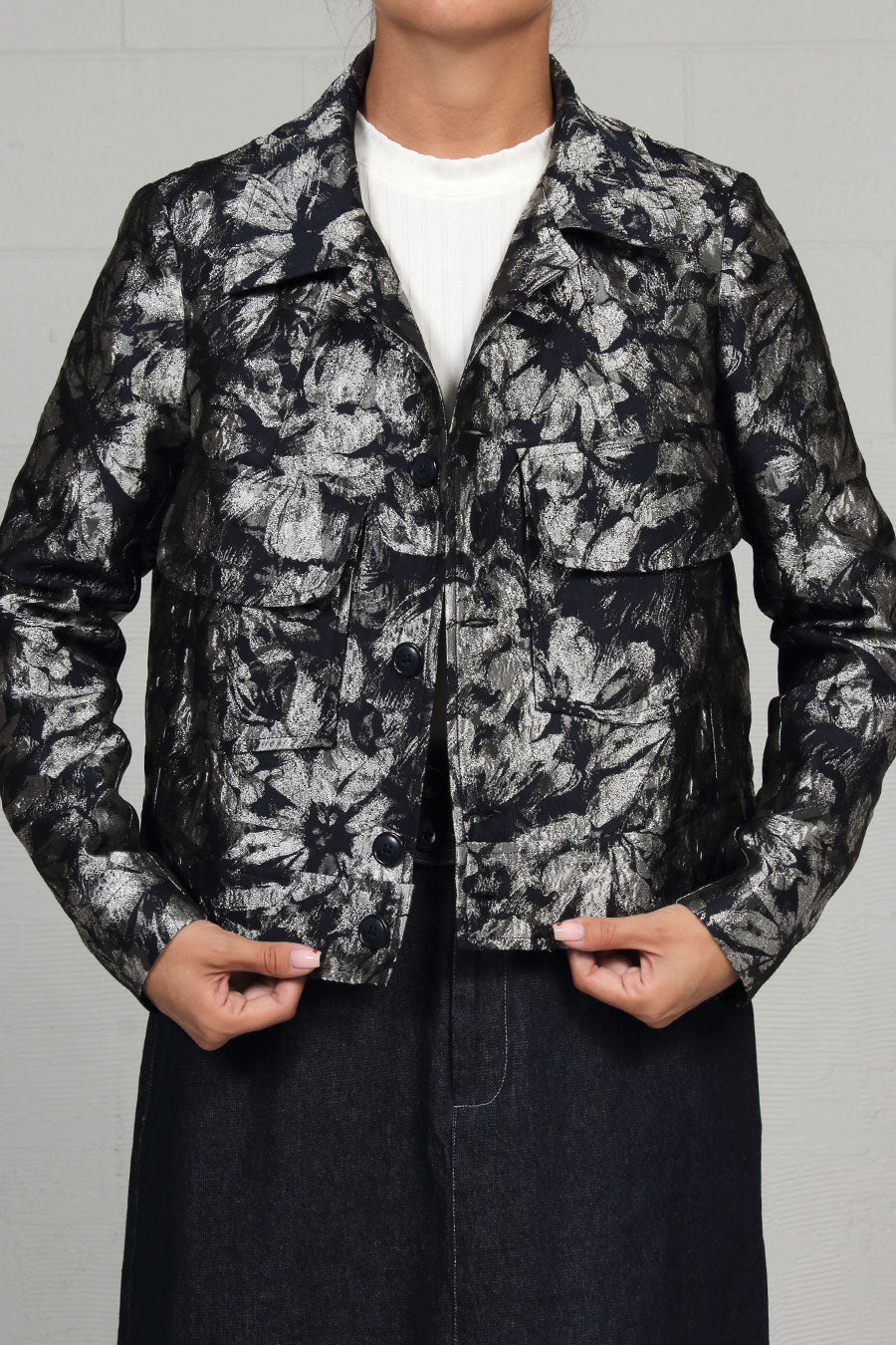 'Metallic' Floral Jacquard Squall Jacket - xlg last one!