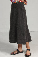 Chenille Stripe Linen Benched Skirt