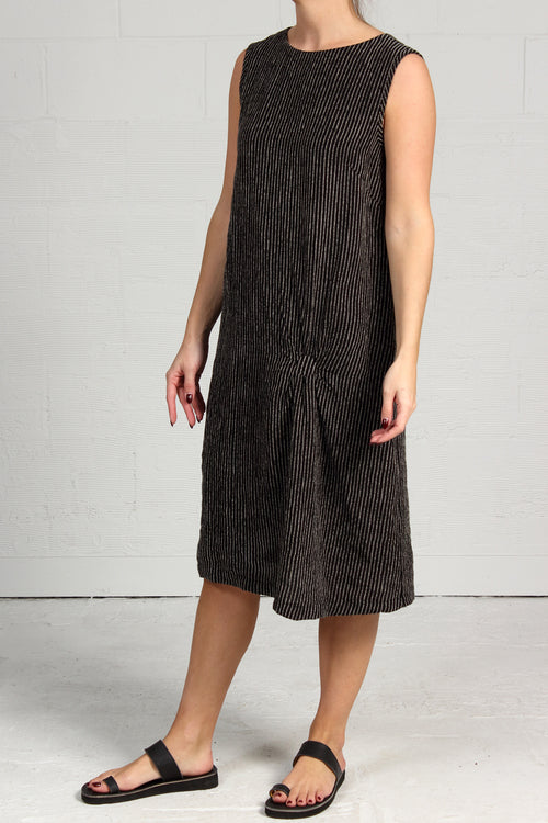 Chenille Stripe Linen Shifty Dress