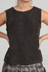 Chenille Stripe Linen Shifty Top
