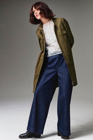 Over Printed Plaid Bay Top - Sky - SOLD OUT