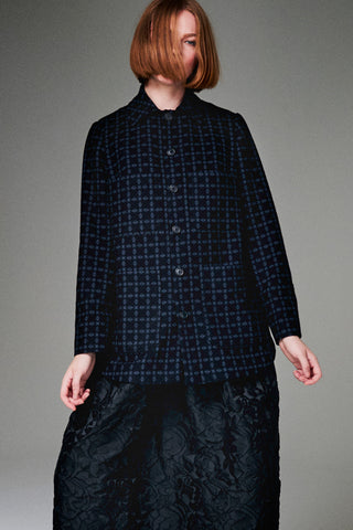 Over Printed Plaid Bay Top - Sky - SOLD OUT