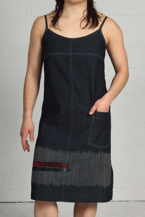 Denim Stitched Slip Dress