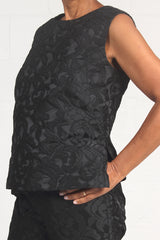 Floral Jacquard Deb Top - black - SOLD OUT