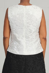 Floral Jacquard Deb Top - ivory -SOLD OUT