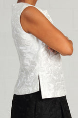 Floral Jacquard Deb Top - ivory -SOLD OUT
