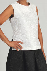 Floral Jacquard Deb Top - ivory -SOLD OUT