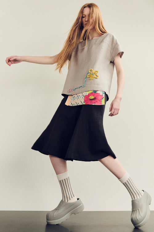 Spring 2024 Hemp Benched Skirt - charcoal - xsm