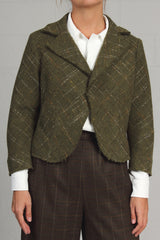 Plaid Wool Shep Jacket - green - large - last one!