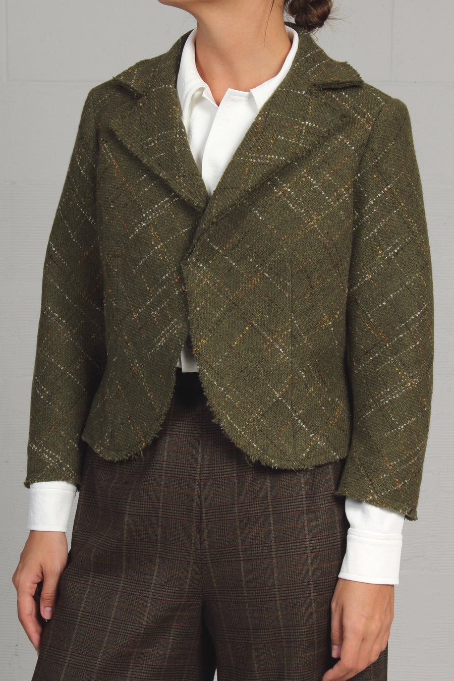 Plaid Wool Shep Jacket - green - large - last one!