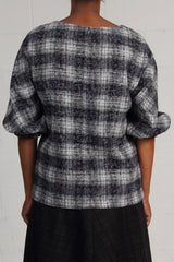 Over Printed Plaid Bay Top - Sky - SOLD OUT