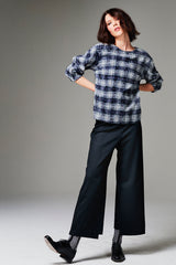 Over Printed Plaid Bay Top - Sky - SOLD OUT