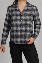 Over Printed Plaid Forest Shirt - sky - SOLD OUT