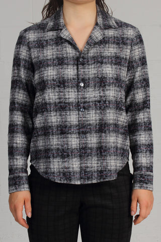 Over Printed Plaid Bay Top - Sky - SOLD OUT