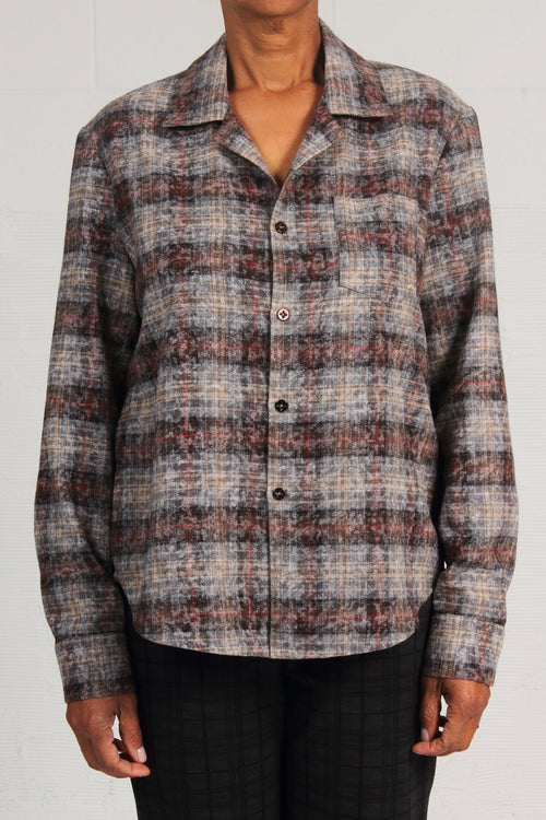 Over Printed Plaid Forest Shirt - earth SOLD OUT