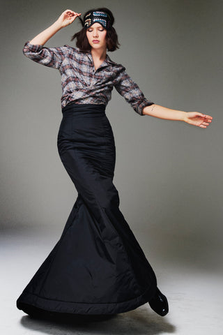 Over Printed Plaid Bay Top - Sky - SOLD OUT