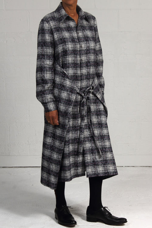 Over Printed Plaid Jack Dress - sky