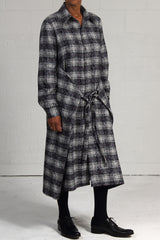 Over Printed Plaid Jack Dress - sky