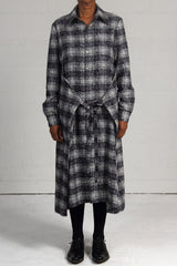 Over Printed Plaid Jack Dress - sky