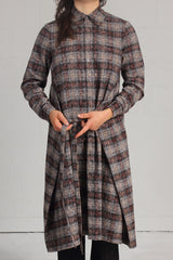 Over Printed Plaid Jack Dress - earth - SOLD OUT