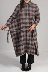 Over Printed Plaid Jack Dress - earth - SOLD OUT