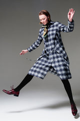 Over Printed Plaid Jack Dress - sky