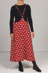 Fall 2023 Red Fan Print Shadow Skirt - xsm, sml - 50% off