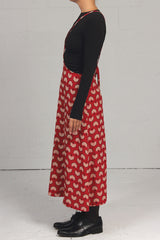 Red Fan Print Shadow Skirt - xsm, sml, med