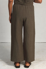 Rumpled Linen Alfie Pant - khaki