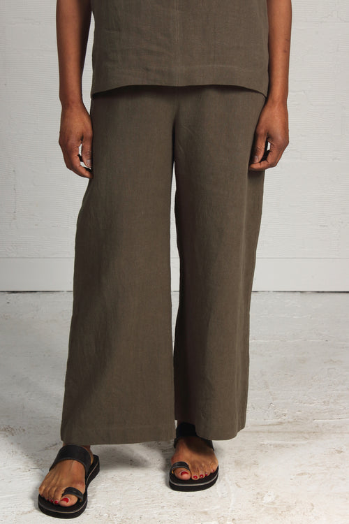 Rumpled Linen Alfie Pant - khaki