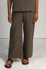 Rumpled Linen Alfie Pant - khaki